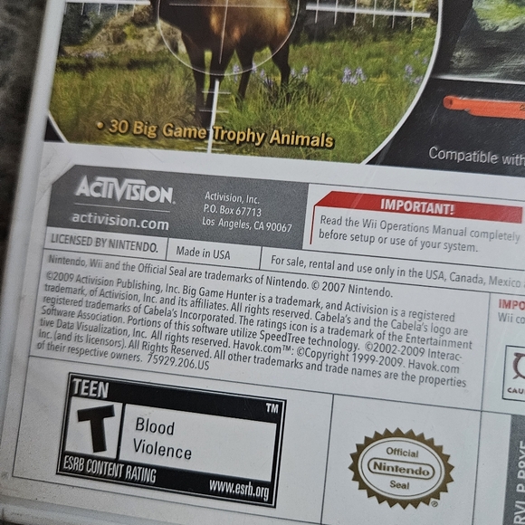 Wii Cabela's Big Hunter 2010 Rated Teen Activision - Picture 10 of 11